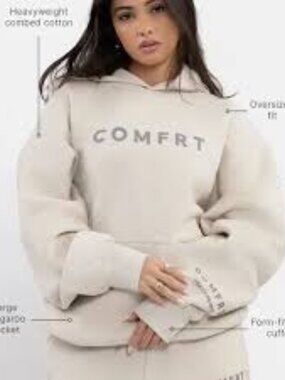 Comfrt Tranquil Hoodie Cotton Womens Size L- Oversized, Streetcore, Gorpcore